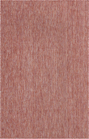 Rust Red 5' 3 x 8' Outdoor Solid Rectangle Area Rug Weather Resistant for Patio, Deck, Terrace, Balcony, Porch 100% Polypropylene Minimalist Waterproof Carpet for Sale at Rug Engine