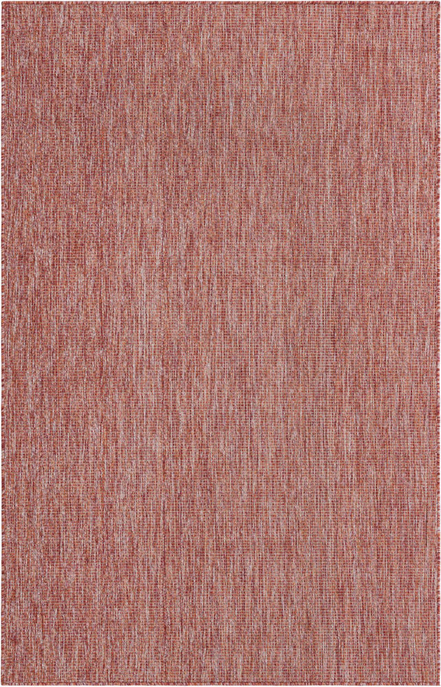 Rust Red 5' 3 x 8' Outdoor Solid Rectangle Area Rug Weather Resistant for Patio, Deck, Terrace, Balcony, Porch 100% Polypropylene Minimalist Waterproof Carpet for Sale at Rug Engine