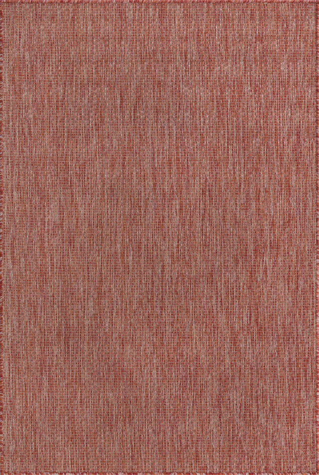 Rust Red 4' 1 x 6' 1 Outdoor Solid Rectangle Area Rug Weather Resistant for Patio, Deck, Terrace, Balcony, Porch
