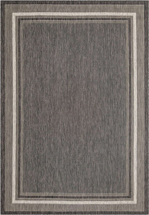 Black 8' x 11' Outdoor Border Rectangle Rug