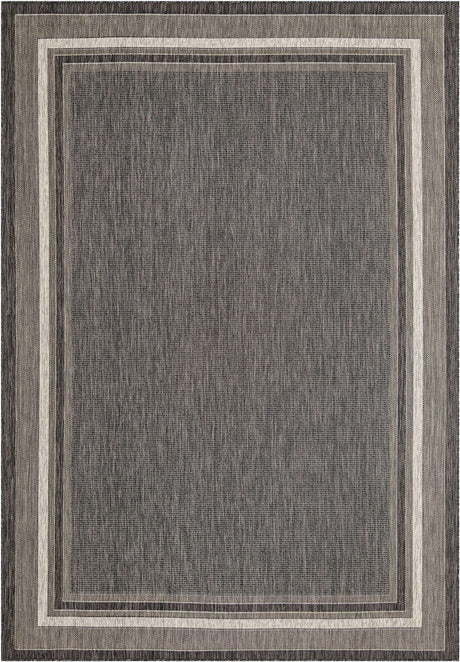 Black 8' x 11' Outdoor Border Rectangle Rug