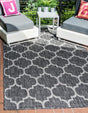 Black 2' x 3' 1 Outdoor Trellis Rectangle Area Rug Weather Resistant for Patio, Deck, Terrace, Balcony, Porch Geometric Design Water Safe Outside Carpet for Sale at Rug Engine