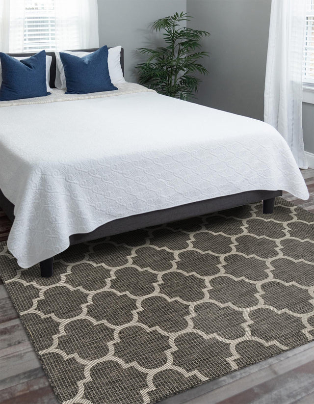 Black 5' 3 x 7' 1 Outdoor Trellis Rectangle Rug