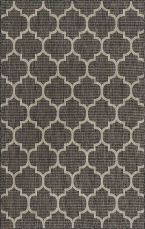 Black 5' 3 x 8' Outdoor Trellis Rectangle Area Rug Weather Resistant for Patio, Deck, Terrace, Balcony, Porch