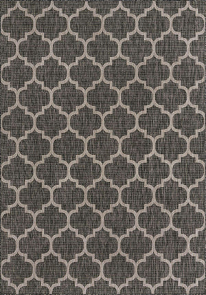 Black 7' 1 x 10' Outdoor Trellis Rectangle Rug