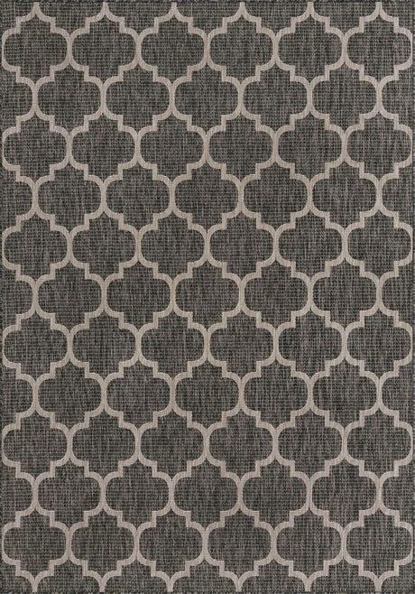 Black 7' 1 x 10' Outdoor Trellis Rectangle Rug