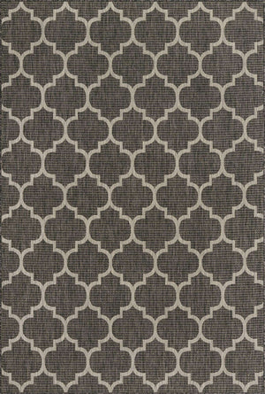 Black 6' 1 x 9' Outdoor Trellis Rectangle Rug