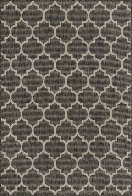 Black 6' 1 x 9' Outdoor Trellis Rectangle Rug