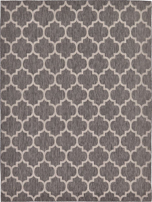 Black 9' x 12' Outdoor Trellis Rectangle Area Rug Weather Resistant for Patio, Deck, Terrace, Balcony, Porch Geometric Design Water Safe Outside Carpet for Sale at Rug Engine