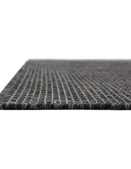 Black 4' 1 x 6' 1 Outdoor Solid Rectangle Area Rug Weather Resistant for Patio, Deck, Terrace, Balcony, Porch Discounted Clearance Final Sale 100% Polypropylene Minimalist Waterproof Carpet for Sale at Rug Engine