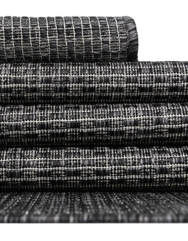 Black 5' 3 x 7' 1 Outdoor Solid Rectangle Area Rug Weather Resistant for Patio, Deck, Terrace, Balcony, Porch 100% Polypropylene Minimalist Waterproof Carpet for Sale at Rug Engine
