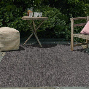 Black 5' 3 x 7' 1 Outdoor Solid Rectangle Area Rug Weather Resistant for Patio, Deck, Terrace, Balcony, Porch 100% Polypropylene Minimalist Waterproof Carpet for Sale at Rug Engine