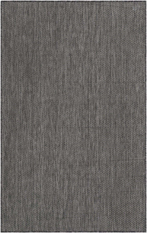 Black 5' 3 x 8' Outdoor Solid Rectangle Area Rug Weather Resistant for Patio, Deck, Terrace, Balcony, Porch