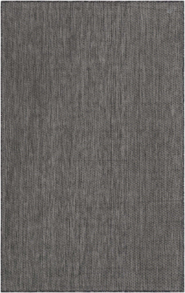 Black 5' 3 x 8' Outdoor Solid Rectangle Area Rug Weather Resistant for Patio, Deck, Terrace, Balcony, Porch