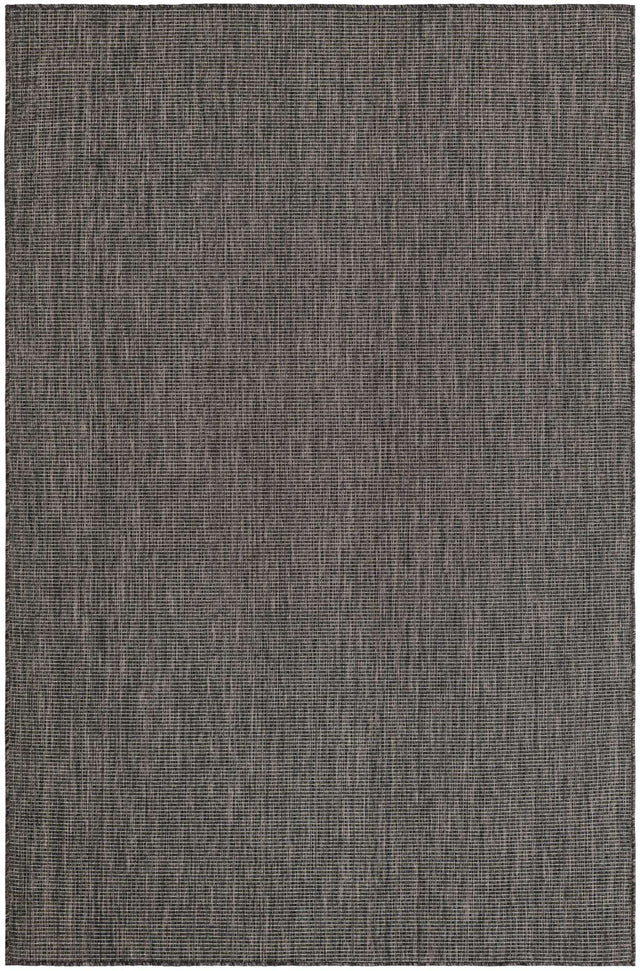 Black 6' 1 x 9' Outdoor Solid Rectangle Area Rug Weather Resistant for Patio, Deck, Terrace, Balcony, Porch 100% Polypropylene Minimalist Waterproof Carpet for Sale at Rug Engine
