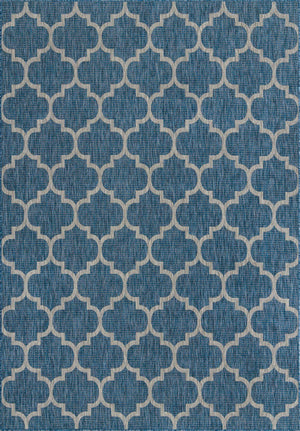 Navy Blue 7' 10 x 11' Outdoor Trellis Rectangle Area Rug Weather Resistant for Patio, Deck, Terrace, Balcony, Porch Geometric Design Water Safe Outside Carpet for Sale at Rug Engine