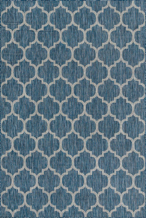Navy Blue 6' 1 x 9' Outdoor Trellis Rectangle Area Rug Weather Resistant for Patio, Deck, Terrace, Balcony, Porch Geometric Design Water Safe Outside Carpet for Sale at Rug Engine