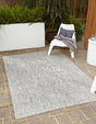 Light Gray 9' x 12' Outdoor Solid Rectangle Area Rug Weather Resistant for Patio, Deck, Terrace, Balcony, Porch 100% Polypropylene Minimalist Waterproof Carpet for Sale at Rug Engine