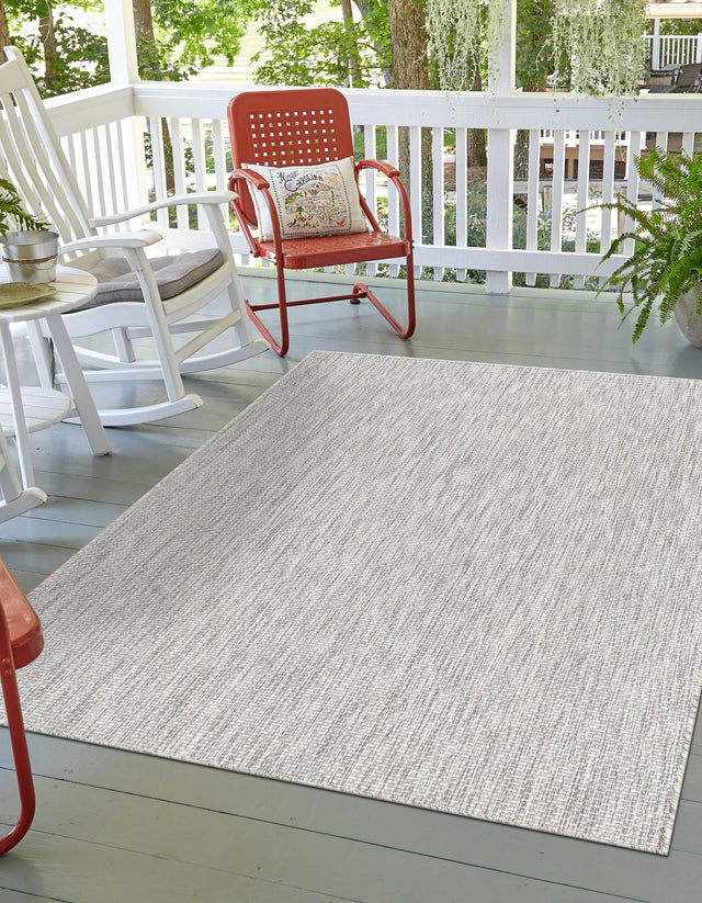 Light Gray 3' 1 x 5' 3 Outdoor Solid Rectangle Area Rug Weather Resistant for Patio, Deck, Terrace, Balcony, Porch 100% Polypropylene Minimalist Waterproof Carpet for Sale at Rug Engine