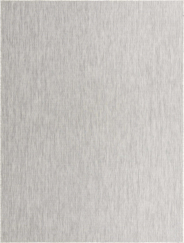Light Gray 9' x 12' Outdoor Solid Rectangle Area Rug Weather Resistant for Patio, Deck, Terrace, Balcony, Porch 100% Polypropylene Minimalist Waterproof Carpet for Sale at Rug Engine