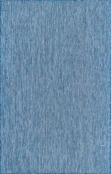 Blue 5' 3 x 8' Outdoor Solid Rectangle Rug