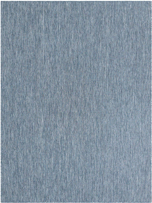 Blue 9' x 12' Outdoor Solid Rectangle Area Rug Weather Resistant for Patio, Deck, Terrace, Balcony, Porch