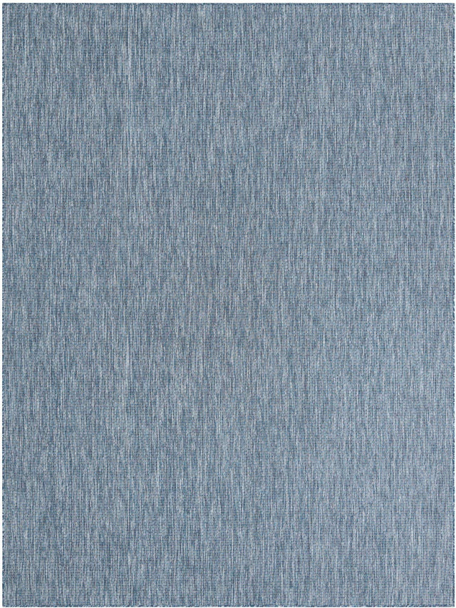Blue 9' x 12' Outdoor Solid Rectangle Area Rug Weather Resistant for Patio, Deck, Terrace, Balcony, Porch