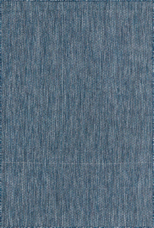 Blue 4' 1 x 6' 1 Outdoor Solid Rectangle Area Rug Weather Resistant for Patio, Deck, Terrace, Balcony, Porch 100% Polypropylene Minimalist Waterproof Carpet for Sale at Rug Engine