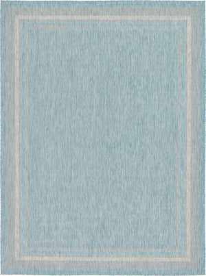 Aquamarine 9' x 12' Outdoor Border Rectangle Rug