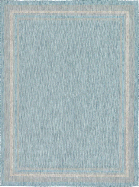 Aquamarine 9' x 12' Outdoor Border Rectangle Rug