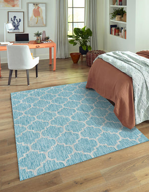 Aquamarine 7' 1 x 10' Outdoor Trellis Rectangle Rug