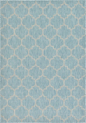 Aquamarine 7' 1 x 10' Outdoor Trellis Rectangle Rug