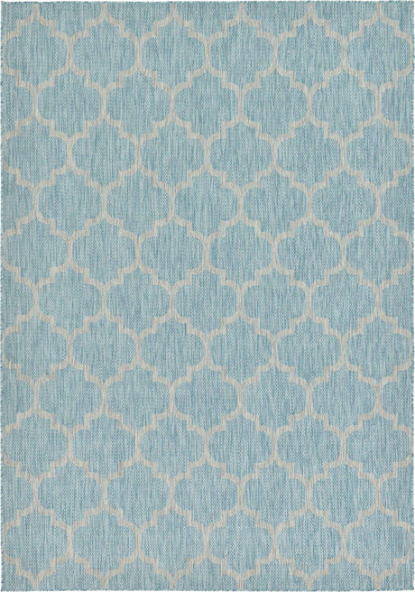 Aquamarine 7' 1 x 10' Outdoor Trellis Rectangle Rug