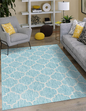 Aquamarine 7' 1 x 10' Outdoor Trellis Rectangle Rug
