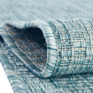 Aquamarine 2' x 3' 1 Outdoor Solid Rectangle Area Rug Weather Resistant for Patio, Deck, Terrace, Balcony, Porch 100% Polypropylene Minimalist Waterproof Carpet for Sale at Rug Engine