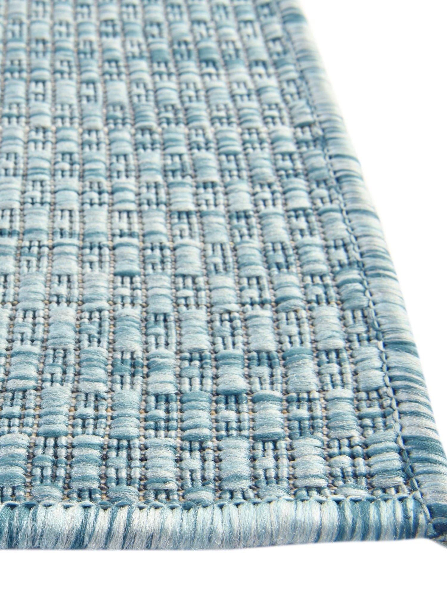 Aquamarine 7' 1 x 10' Outdoor Solid Rectangle Area Rug Weather Resistant for Patio, Deck, Terrace, Balcony, Porch 100% Polypropylene Minimalist Waterproof Carpet for Sale at Rug Engine