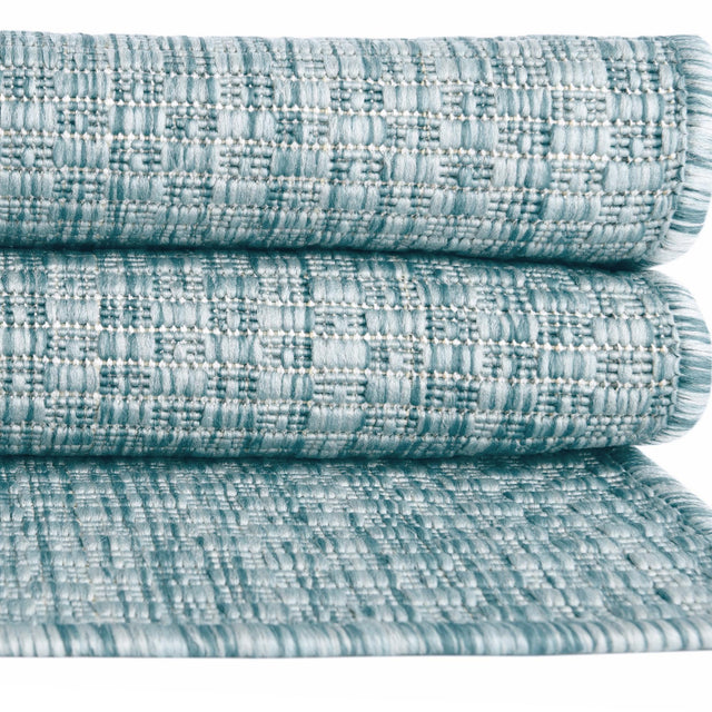 Aquamarine 2' x 3' 1 Outdoor Solid Rectangle Area Rug Weather Resistant for Patio, Deck, Terrace, Balcony, Porch 100% Polypropylene Minimalist Waterproof Carpet for Sale at Rug Engine