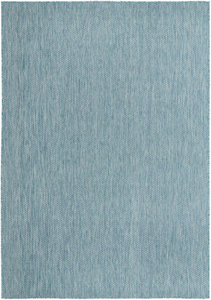 Aquamarine 7' 1 x 10' Outdoor Solid Rectangle Area Rug Weather Resistant for Patio, Deck, Terrace, Balcony, Porch