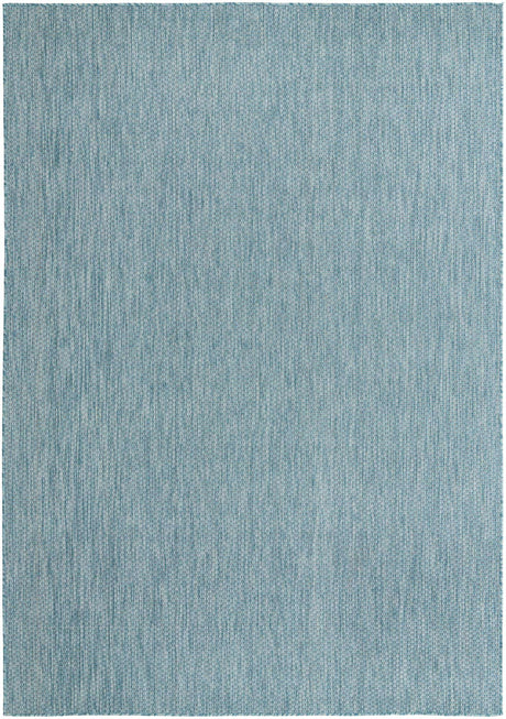 Aquamarine 7' 1 x 10' Outdoor Solid Rectangle Area Rug Weather Resistant for Patio, Deck, Terrace, Balcony, Porch