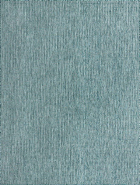 Aquamarine 9' x 12' Outdoor Solid Rectangle Area Rug Weather Resistant for Patio, Deck, Terrace, Balcony, Porch