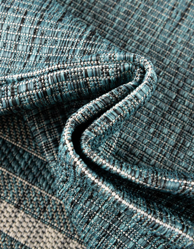 Teal 6' 1 x 9' Outdoor Border Rectangle Rug