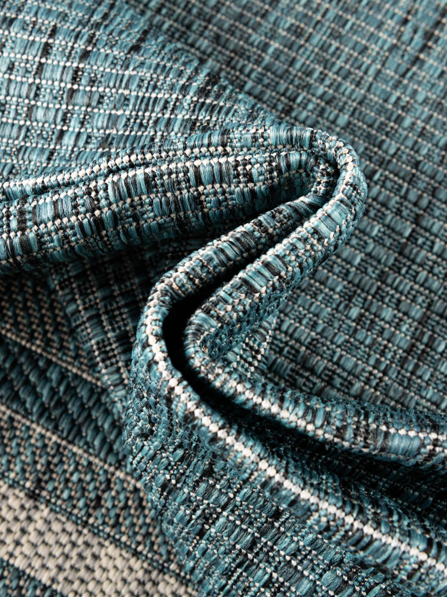 Teal 7' 1 x 10' Outdoor Border Rectangle Area Rug Weather Resistant for Patio, Deck, Terrace, Balcony, Porch 100% Polypropylene Classic Bordered Carpet for Sale at Rug Engine