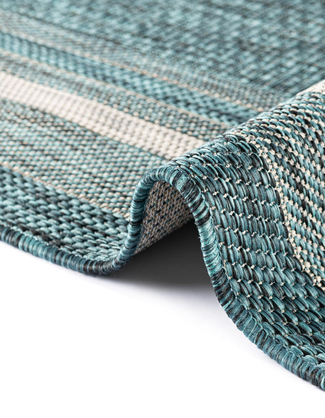 Teal 6' 1 x 9' Outdoor Border Rectangle Rug