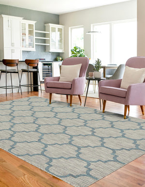 Gray 7' 1 x 10' Outdoor Trellis Rectangle Area Rug Weather Resistant for Patio, Deck, Terrace, Balcony, Porch