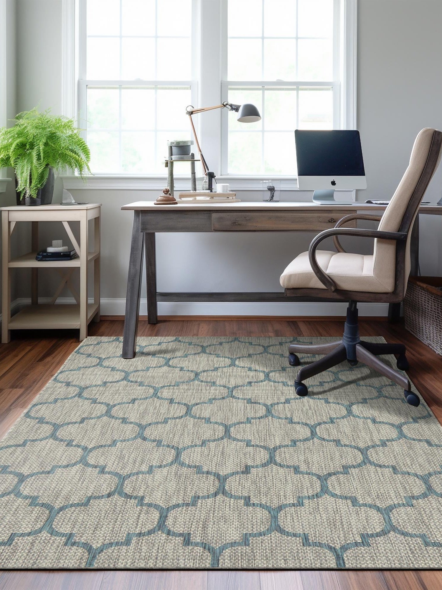 Gray 5' 3 x 8' Outdoor Trellis Rectangle Area Rug Weather Resistant for Patio, Deck, Terrace, Balcony, Porch Geometric Design Water Safe Outside Carpet for Sale at Rug Engine