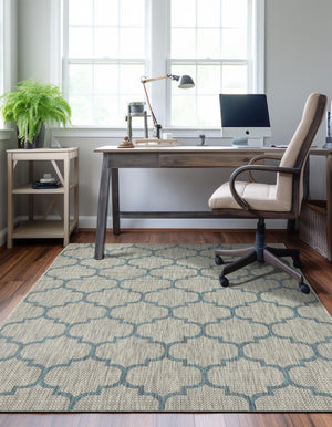 Gray 7' 1 x 10' Outdoor Trellis Rectangle Area Rug Weather Resistant for Patio, Deck, Terrace, Balcony, Porch