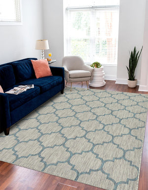 Gray 7' 1 x 10' Outdoor Trellis Rectangle Area Rug Weather Resistant for Patio, Deck, Terrace, Balcony, Porch