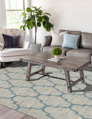 Gray 4' 1 x 6' 1 Outdoor Trellis Rectangle Area Rug Weather Resistant for Patio, Deck, Terrace, Balcony, Porch Geometric Design Water Safe Outside Carpet for Sale at Rug Engine