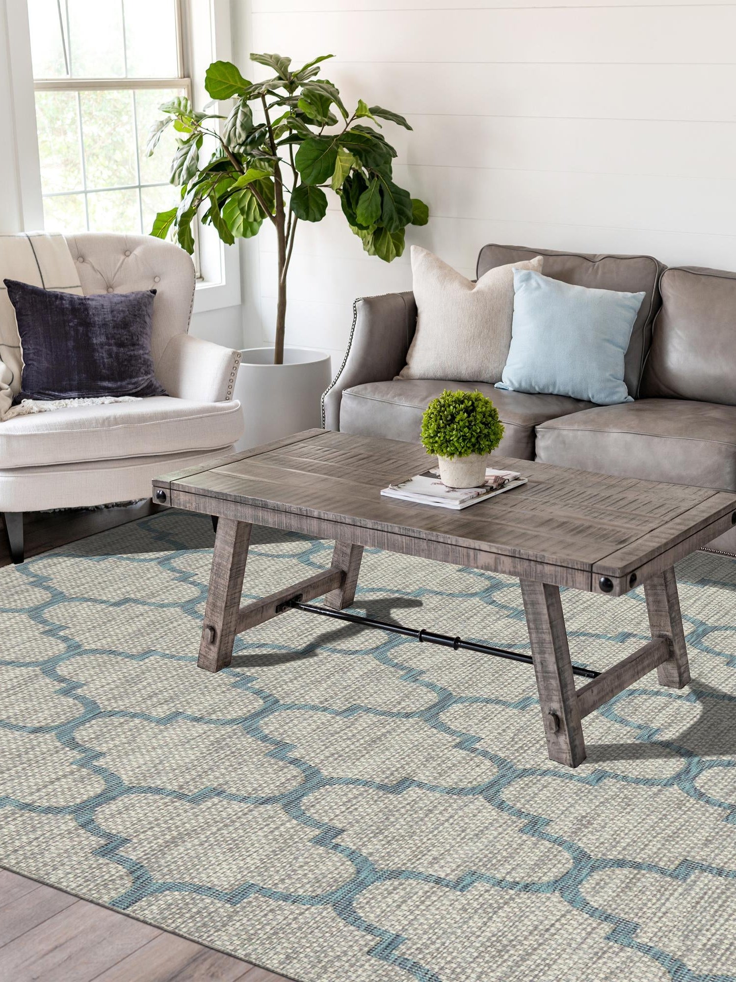 Gray 2' x 3' 1 Outdoor Trellis Rectangle Area Rug Weather Resistant for Patio, Deck, Terrace, Balcony, Porch Geometric Design Water Safe Outside Carpet for Sale at Rug Engine