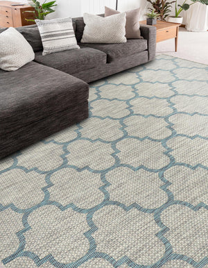 Gray 6' 1 x 9' Outdoor Trellis Rectangle Area Rug Weather Resistant for Patio, Deck, Terrace, Balcony, Porch Geometric Design Water Safe Outside Carpet for Sale at Rug Engine